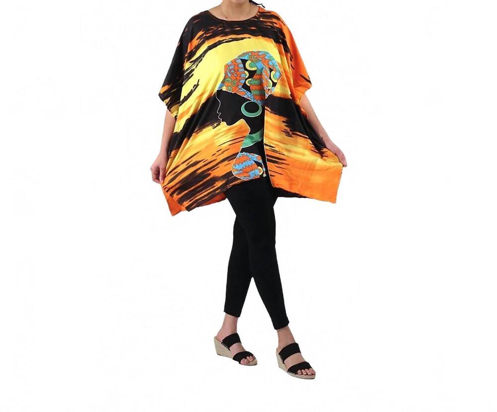 NEW NF women's african caftan tunic in orange multi